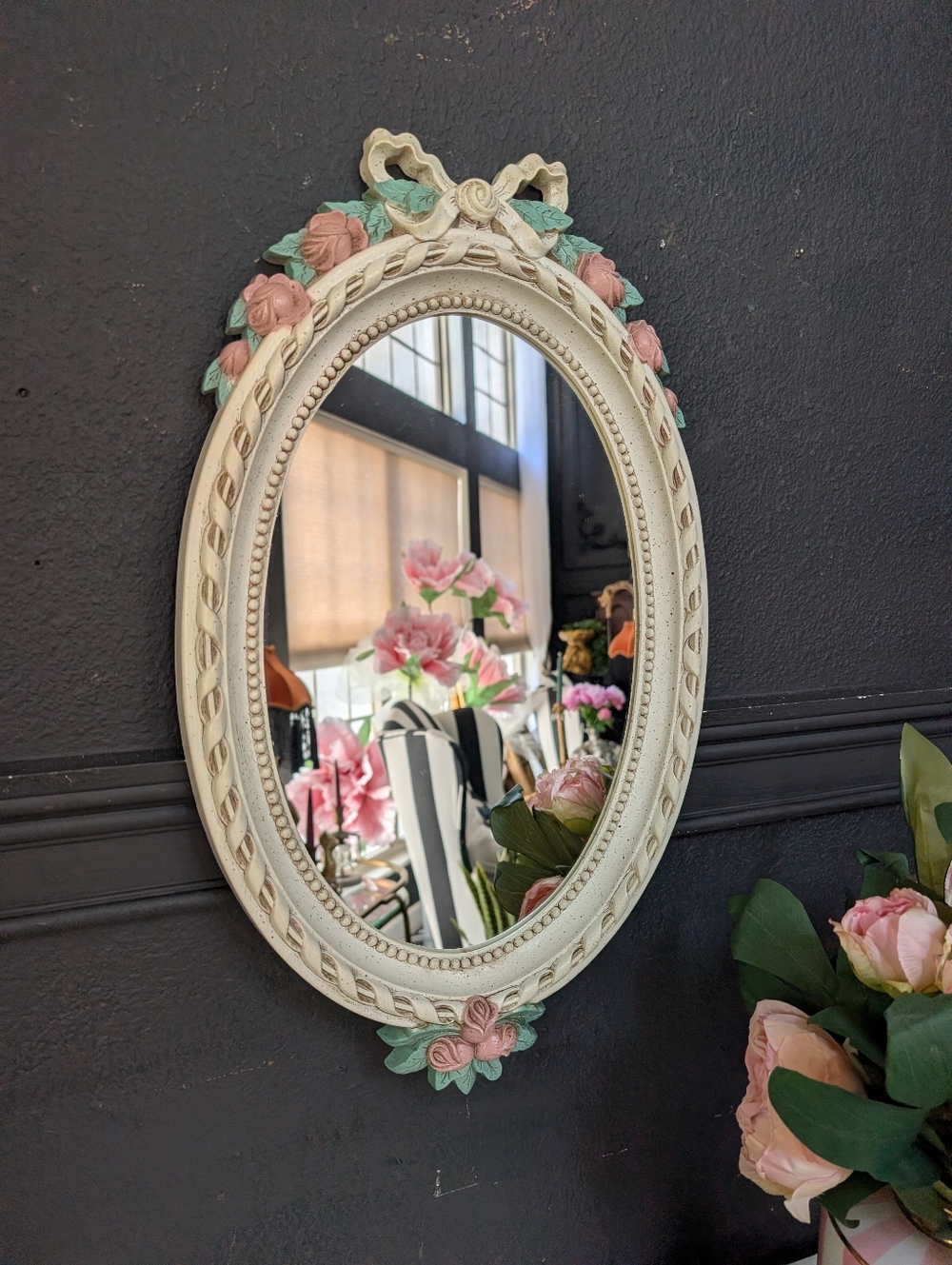 Vintage Cottagecore, Victorian, Mirror Home Interiors Wall Vanity Mirror, pink